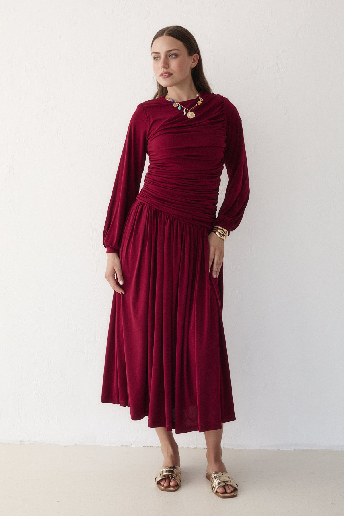 Sandy Drapeli Elbise 6-5117