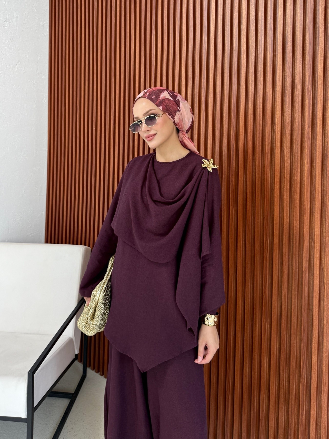 Broşlu Keten Takım 74-8203