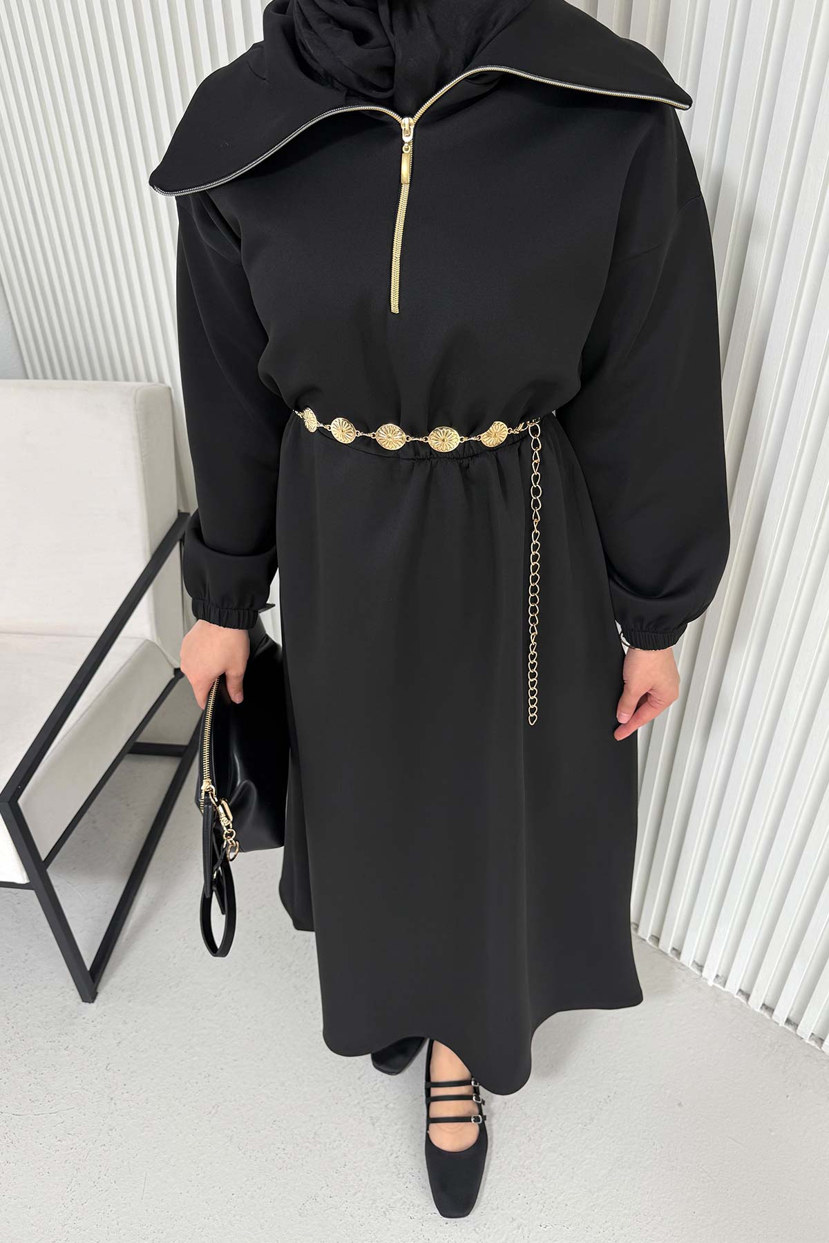 Kemerli Scuba Elbise 68-6215