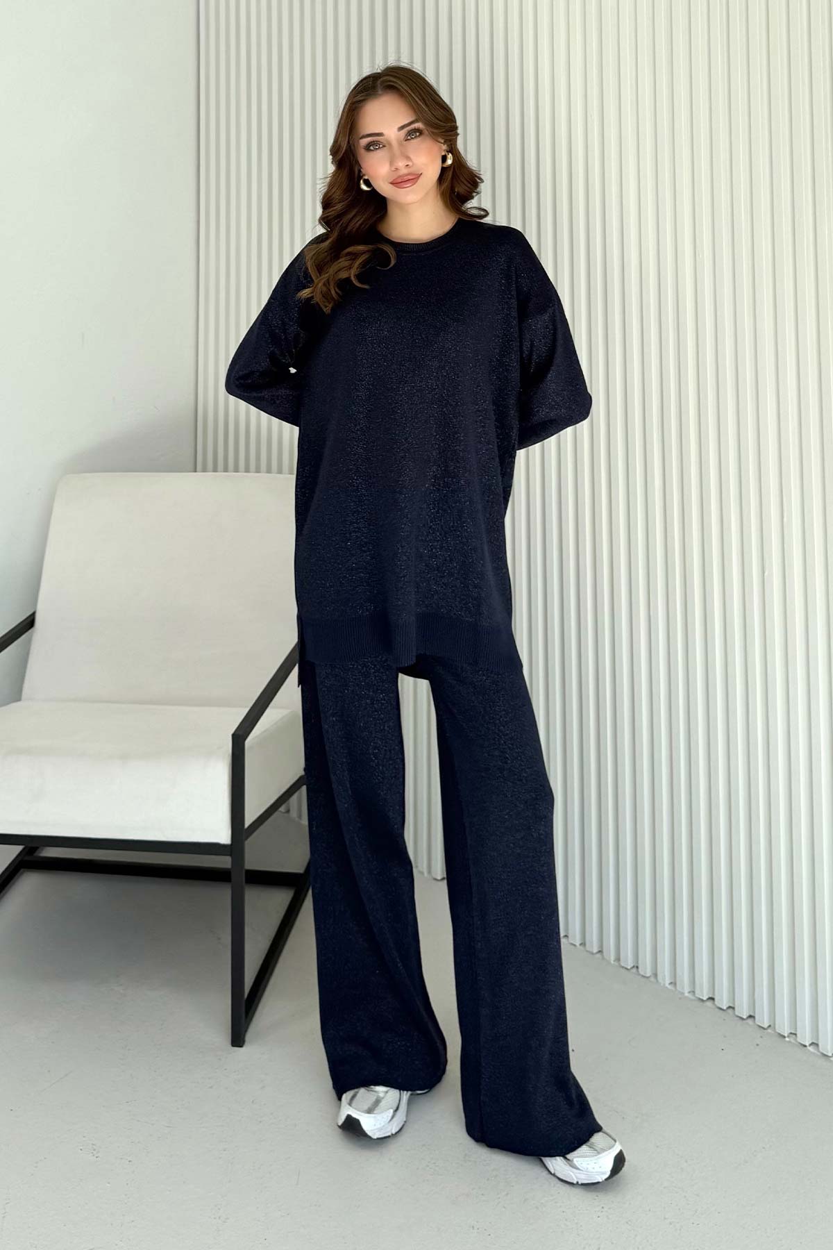 Simli Düğmeli Triko Takım 70-2519