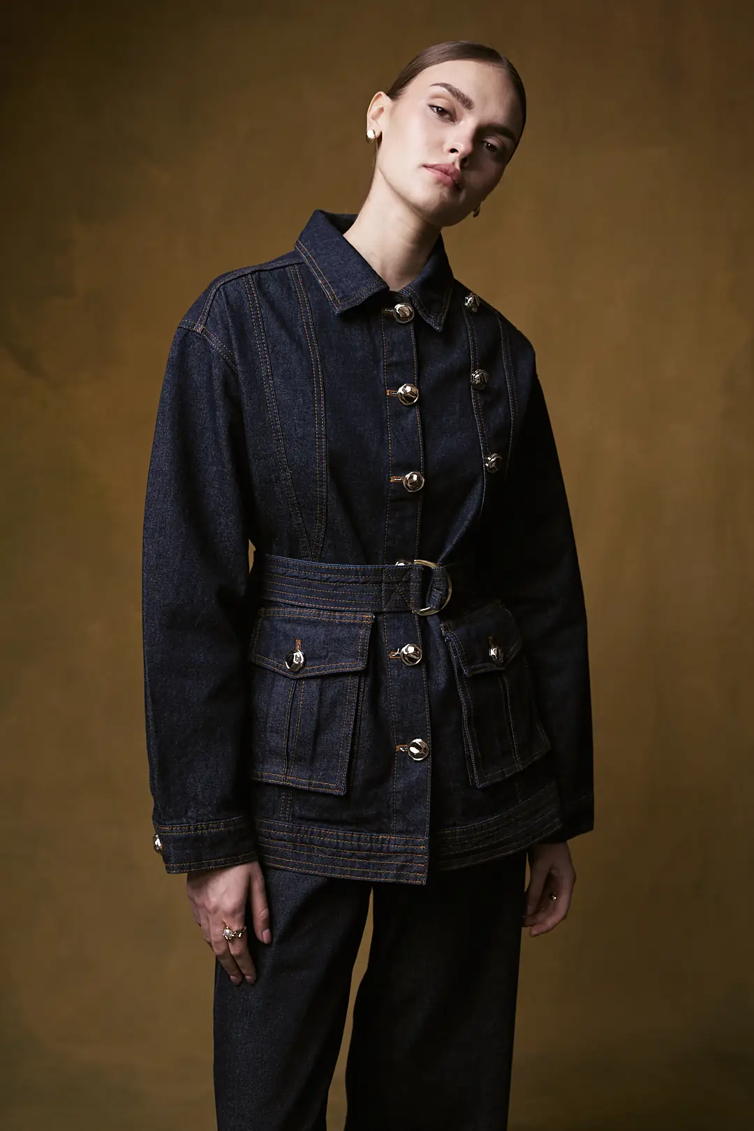 Düğmeli Denim Takım 32-8007 · 8