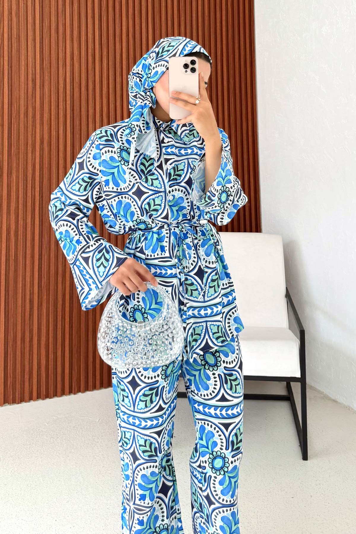 Eşarplı Desenli Takım 32-3596