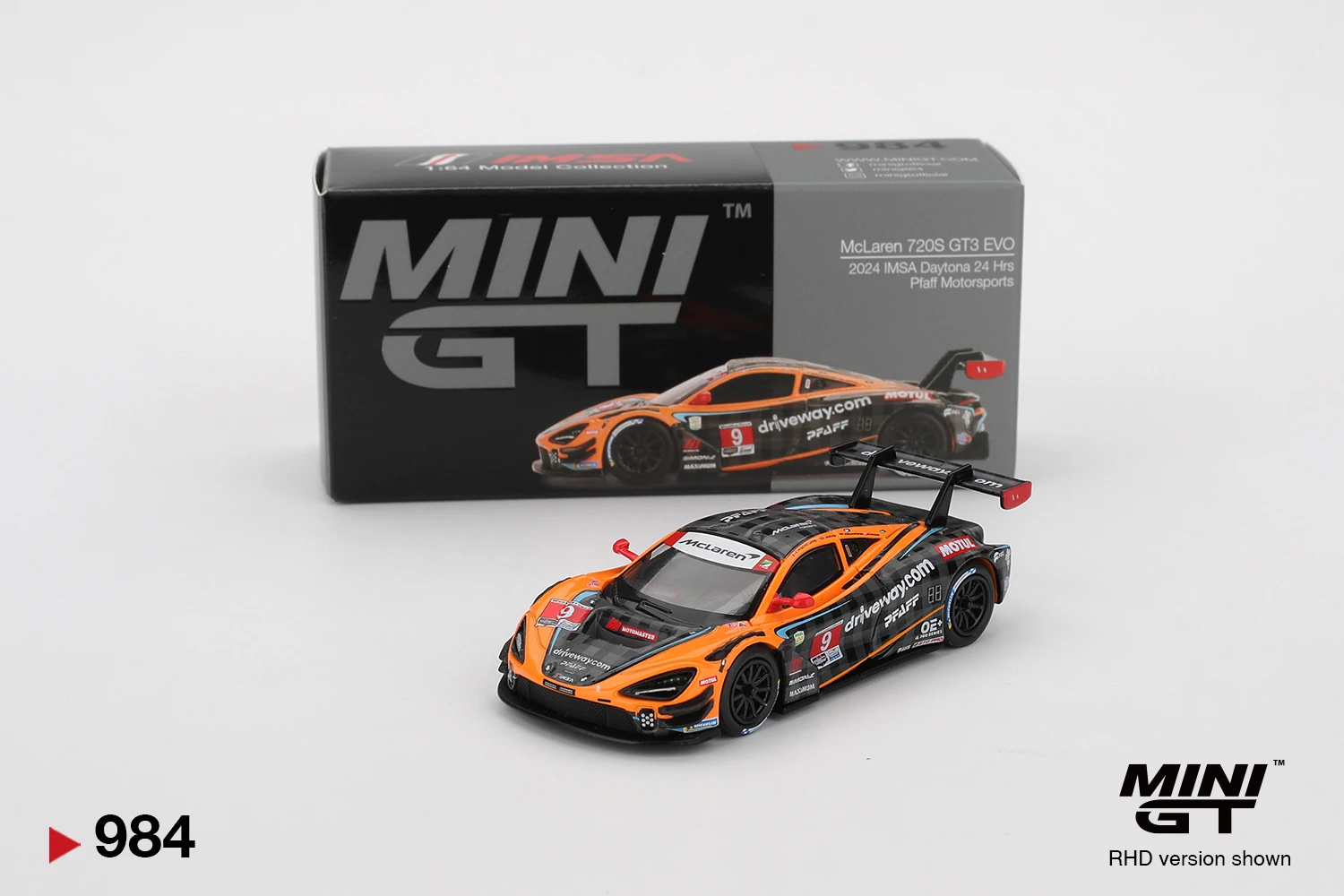Mini GT 1/64 McLaren 720S GT3 Evo Pfaff Motorsports 2024 IMSA Daytona 24 Hrs MGT00984