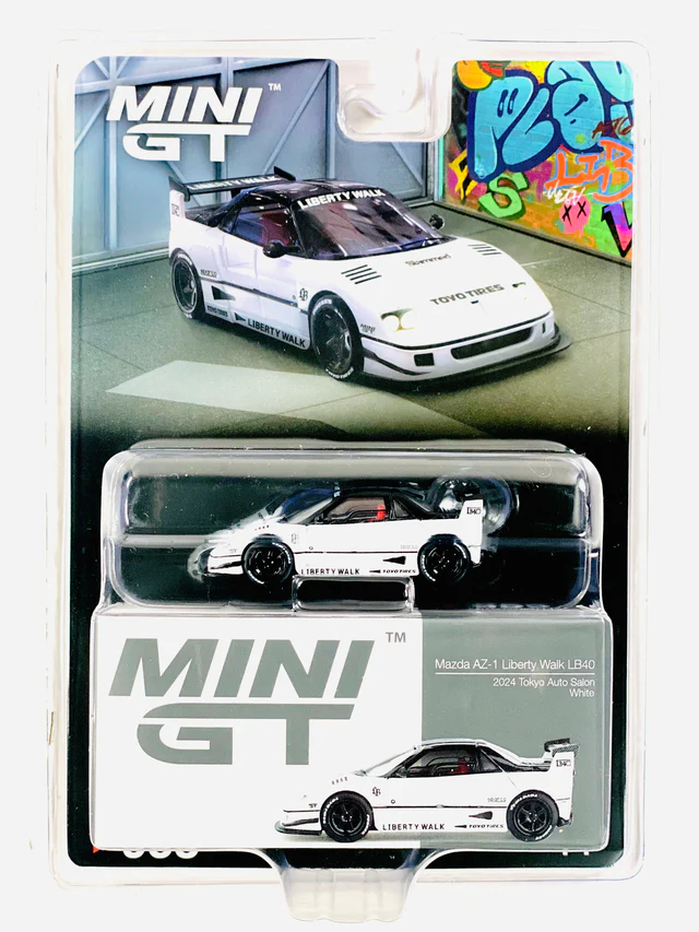 Mini GT 1/64 Mazda AZ-1 Liberty Walk LB40 White 2024 Tokyo Auto Salon - Blister Paket MGT00953-BL