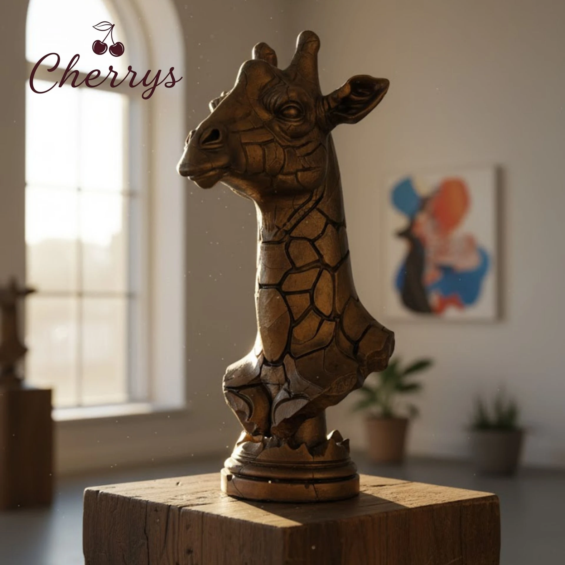 Büyük Boy Retro Zürafa Büstü (50 cm Asalet)