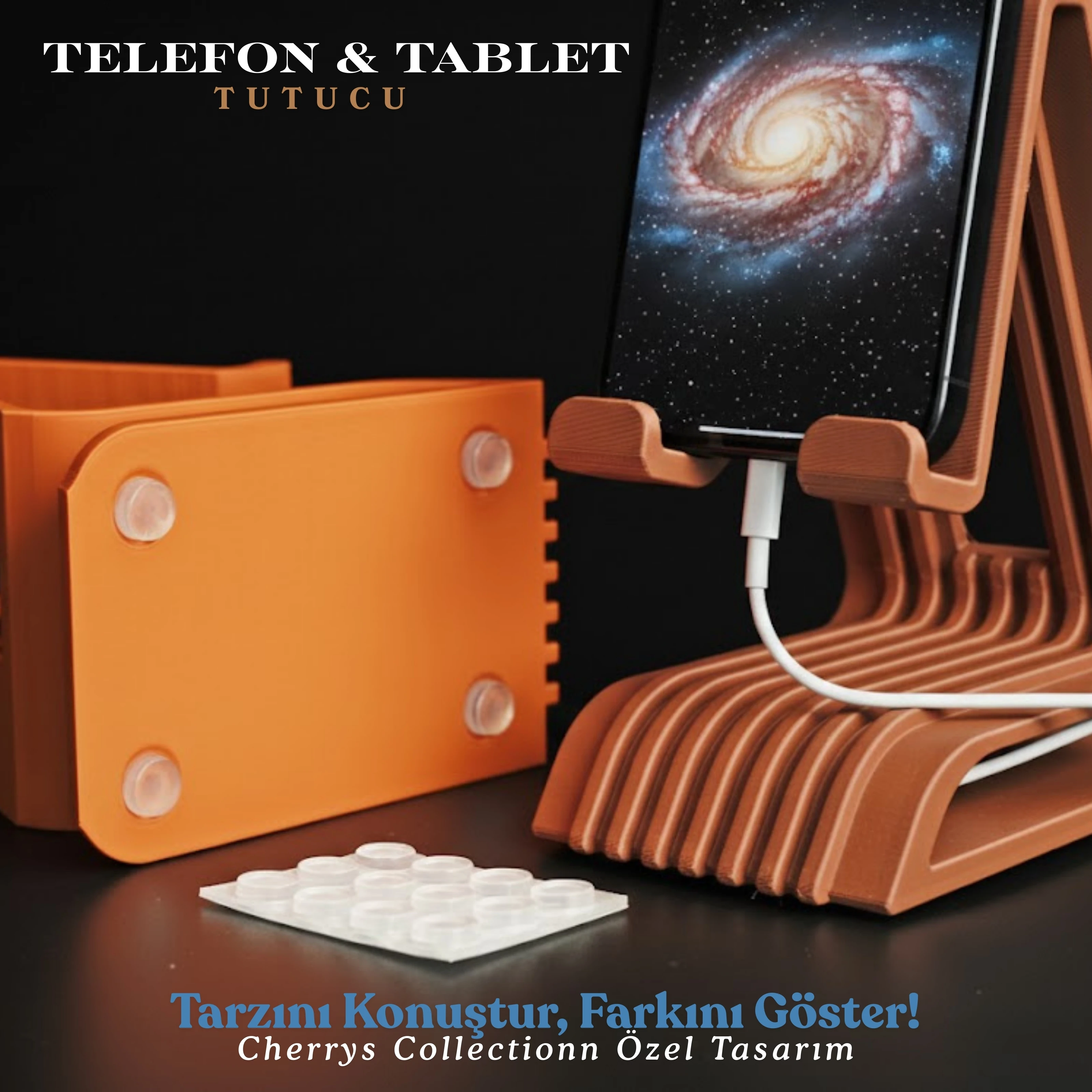 Dalga Formlu Telefon ve Tablet Standı – Masaüstü Çok Amaçlı Tutucu