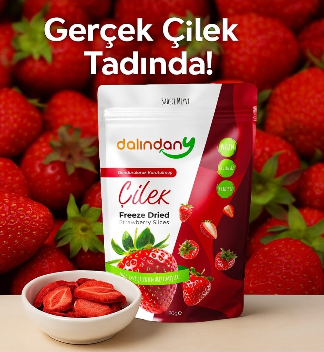 Dondurularak Kurutulmuş Çilek Dilimleri 20 Gram X3