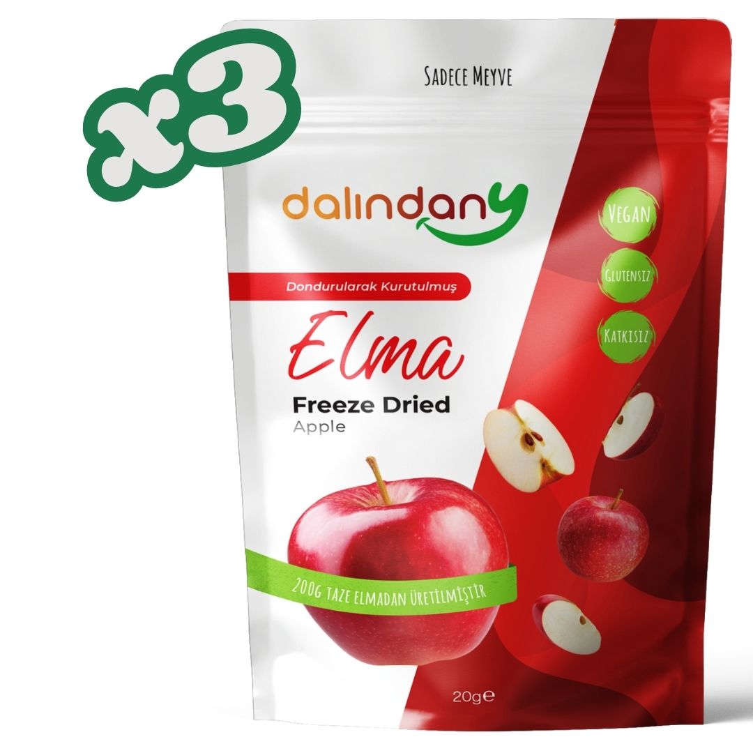 Dondurularak Kurutulmuş Elma Dilimleri 3'lü paket 20 Gram x 3
