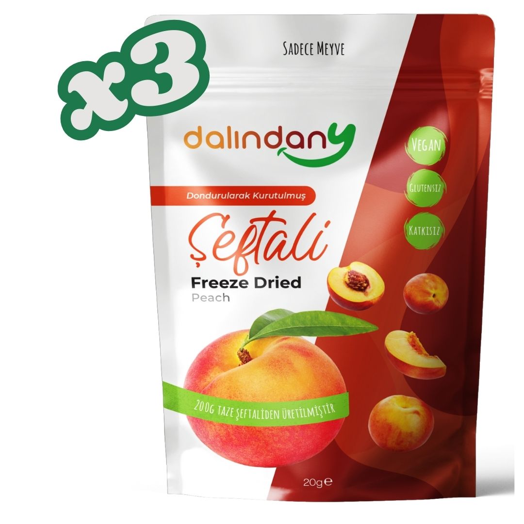 Dondurularak Kurutulmuş Şeftali Dilimleri 20 Gram X3