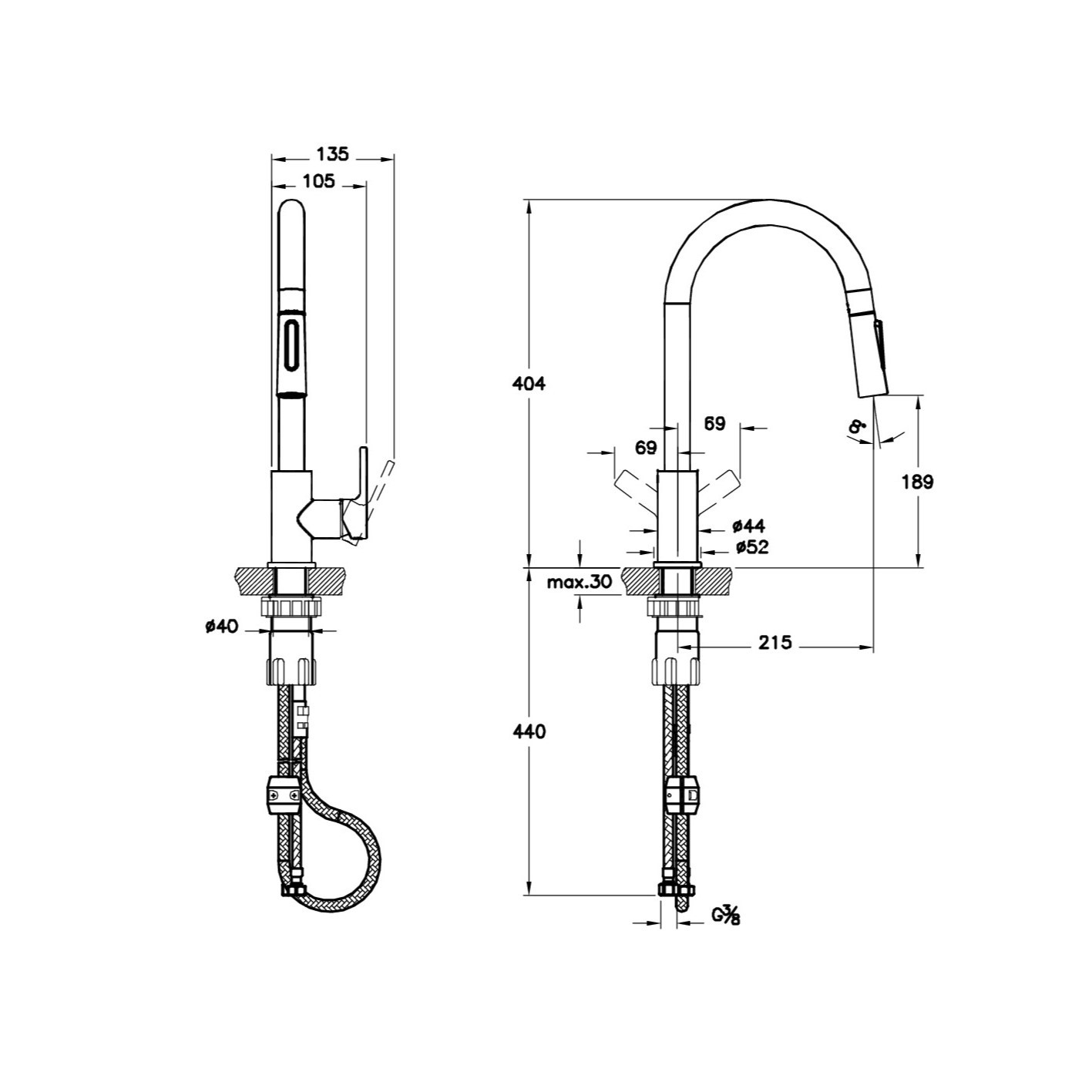 Artema Krom Maestro Pull-Down Eviye Bataryası (A42145)