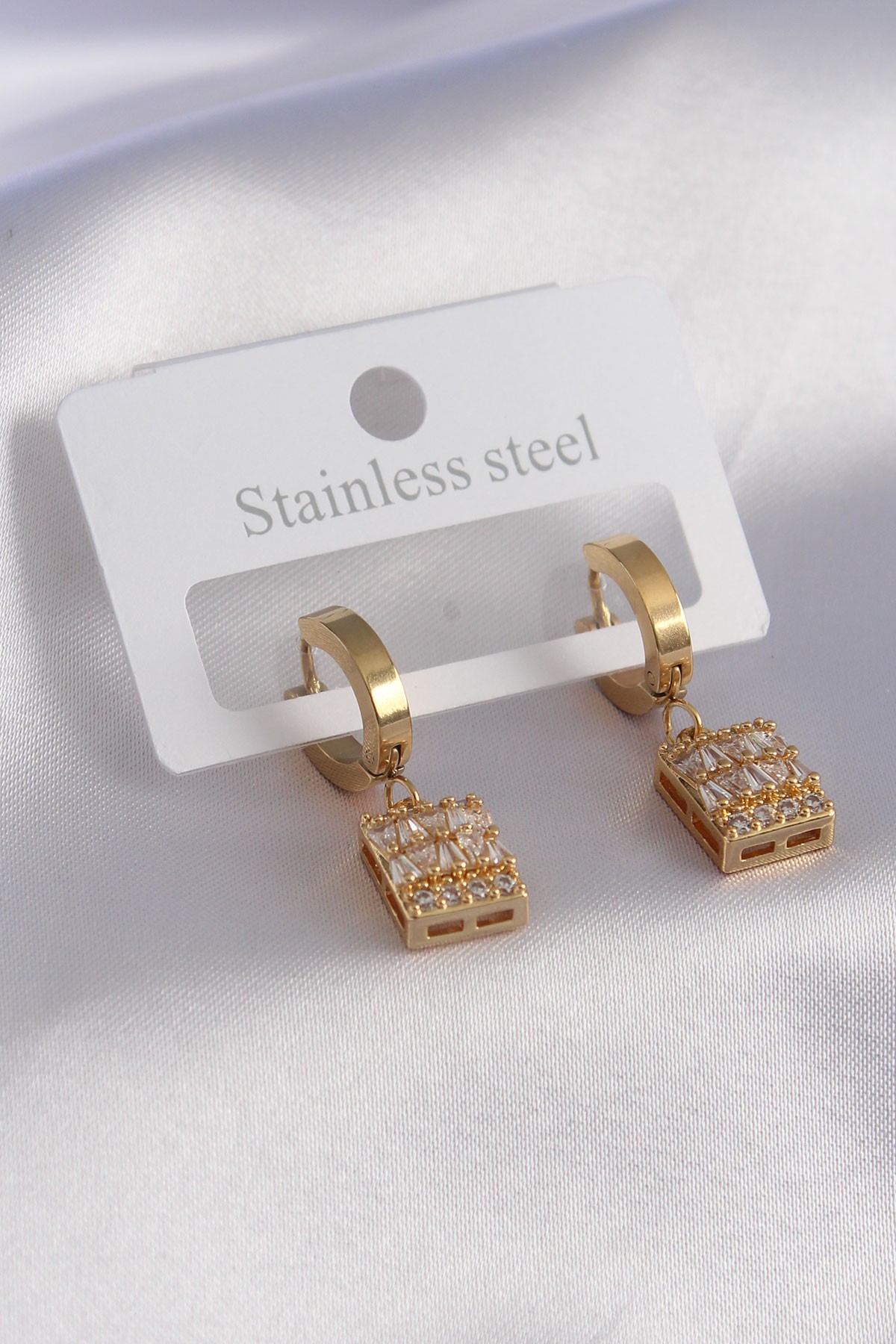 316L Çelik Gold Renk Baget Kadın Küpe image