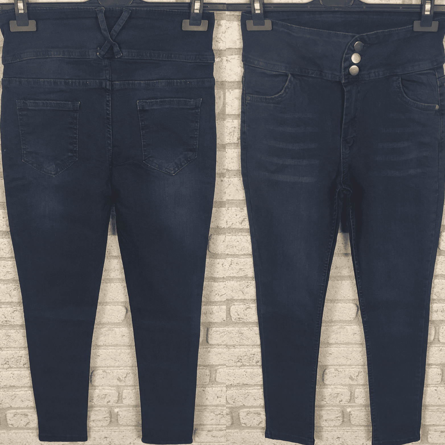 Yüksek Bel Likralı Jean Pantolon 90 Cm