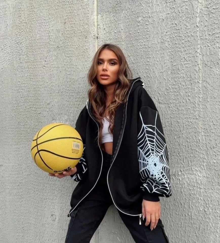 Bape Spider Baskılı Oversize Hırka - Siyah