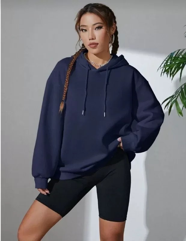 Erkek Uzun Kol Kapşonlu Basic Sweatshirt Hoodie - Lacivert image