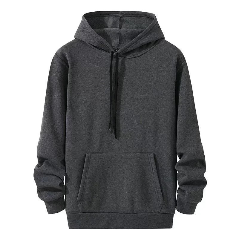 Erkek Uzun Kol Kapşonlu Basic Sweatshirt Hoodie - Füme