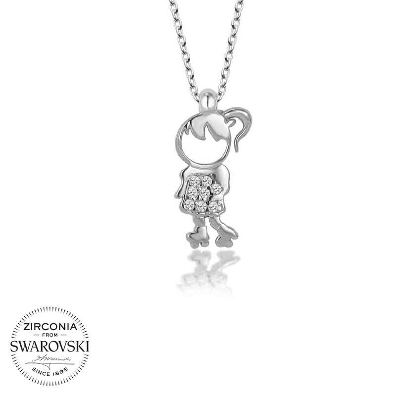 Swarovski Taşlı Gümüş Çocuk Bayan Kolye