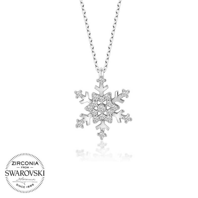 Swarovski Taşlı Gümüş Kartanesi Bayan Kolye