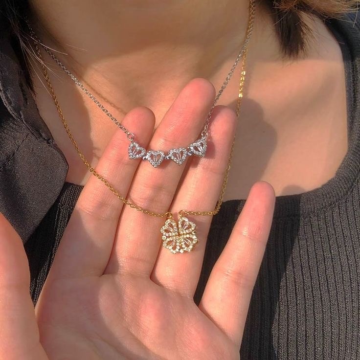 925 | Gold Diamond Hearts Kolye
