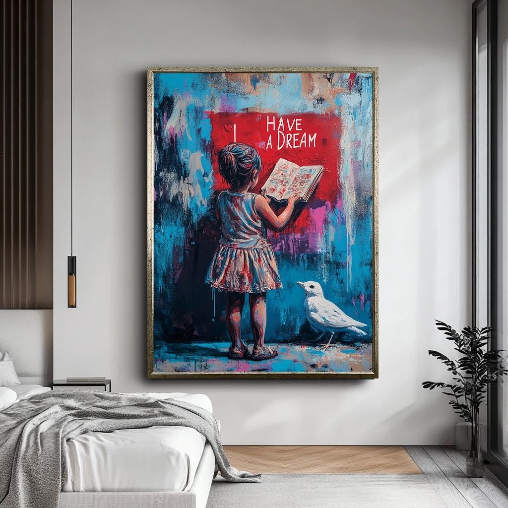 Have a Dream Girl Wall Art, Inspirational Child Canvas, Colorful Stree