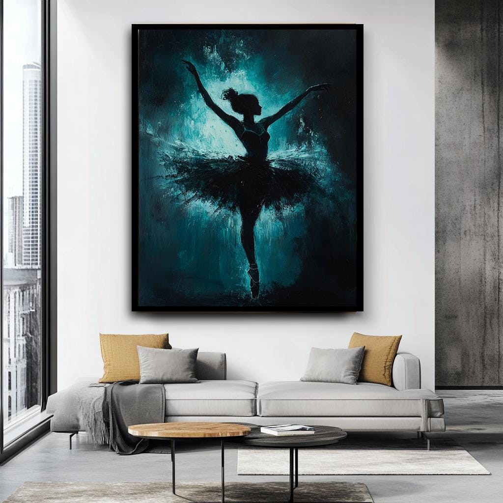 Elegant Ballerina Canvas Art, Abstract Dancer Painting, Large Ballet W