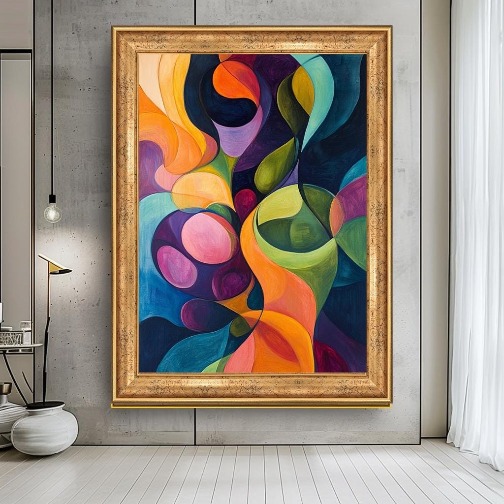 Abstract Colorful Wall Art, Bold Geometric Shapes Canvas, Vibrant Mode