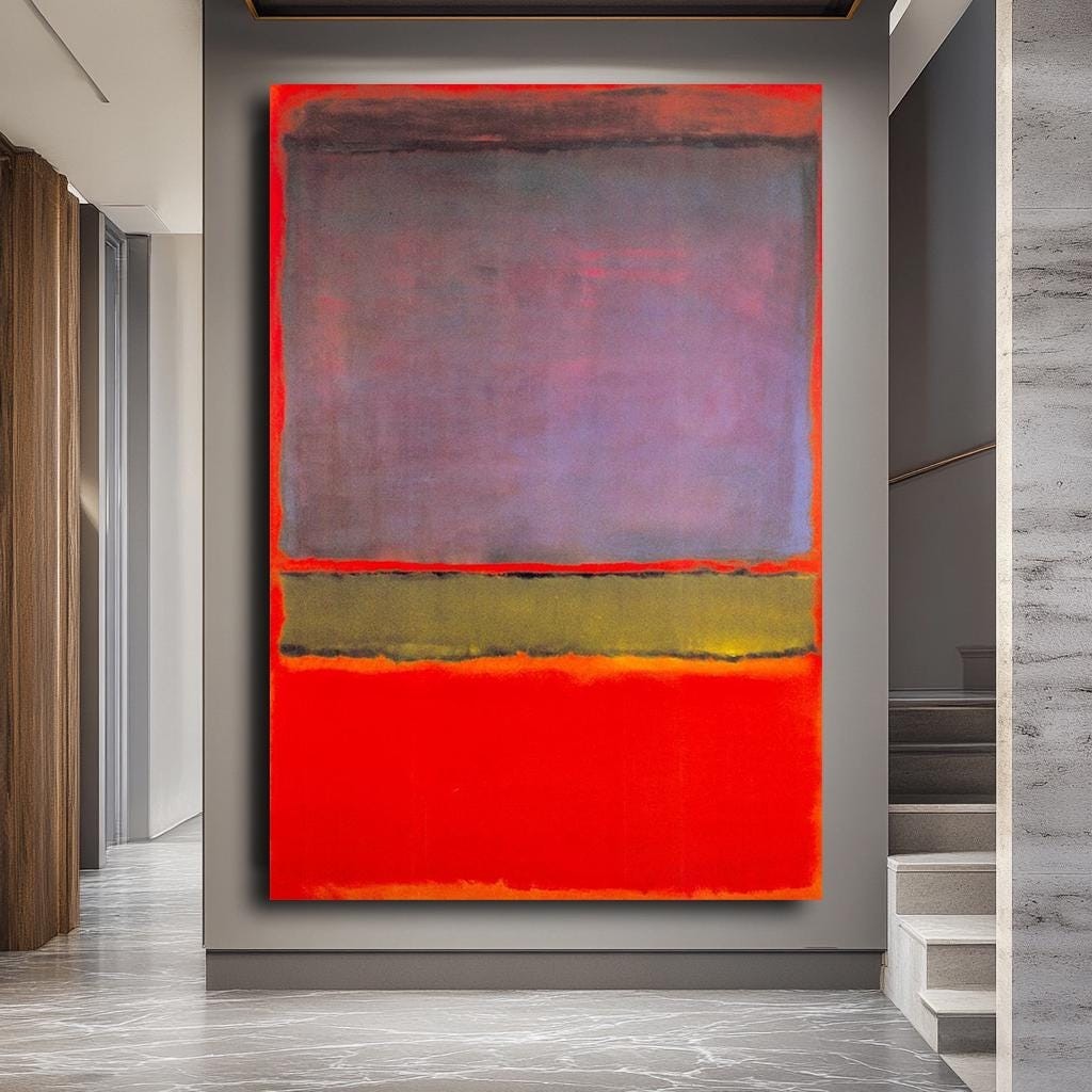 Mark Rothko Kanvas Tablo,Mark Rothko Stili,Soyut Kanvas Tablo,Büyük Renkli Alan Resmi,Kırmızı ve Mor Minimalist Ev Dekorasyonu,Duvar Sanatı