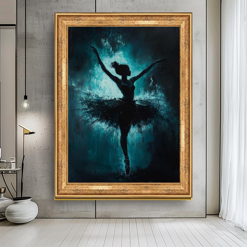 Elegant Ballerina Canvas Art, Abstract Dancer Painting, Large Ballet W