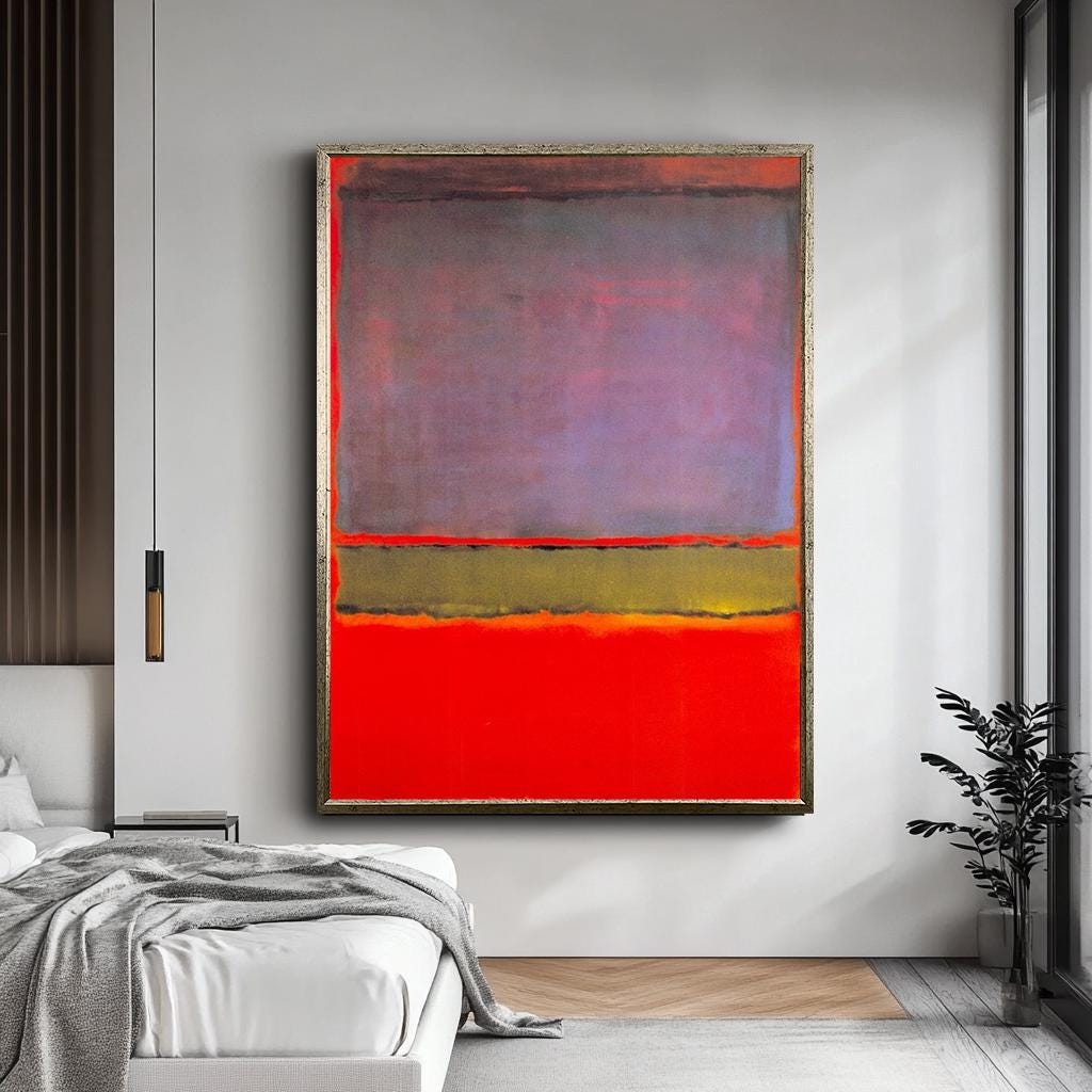 Mark Rothko Kanvas Tablo,Mark Rothko Stili,Soyut Kanvas Tablo,Büyük Renkli Alan Resmi,Kırmızı ve Mor Minimalist Ev Dekorasyonu,Duvar Sanatı