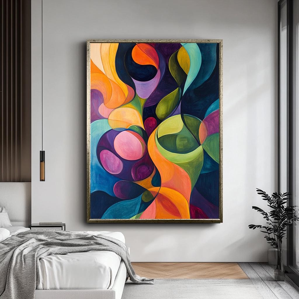 Abstract Colorful Wall Art, Bold Geometric Shapes Canvas, Vibrant Mode