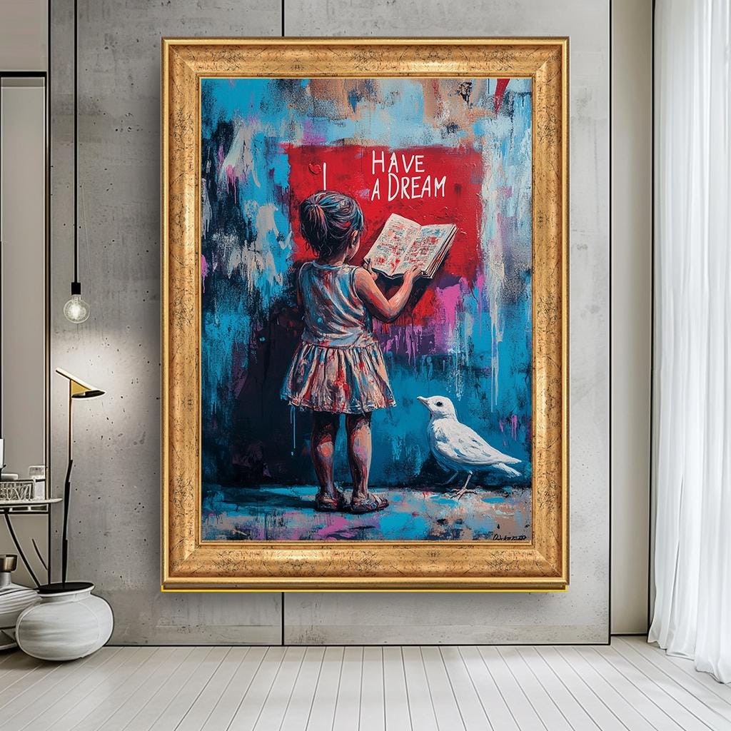 Have a Dream Girl Wall Art, Inspirational Child Canvas, Colorful Stree