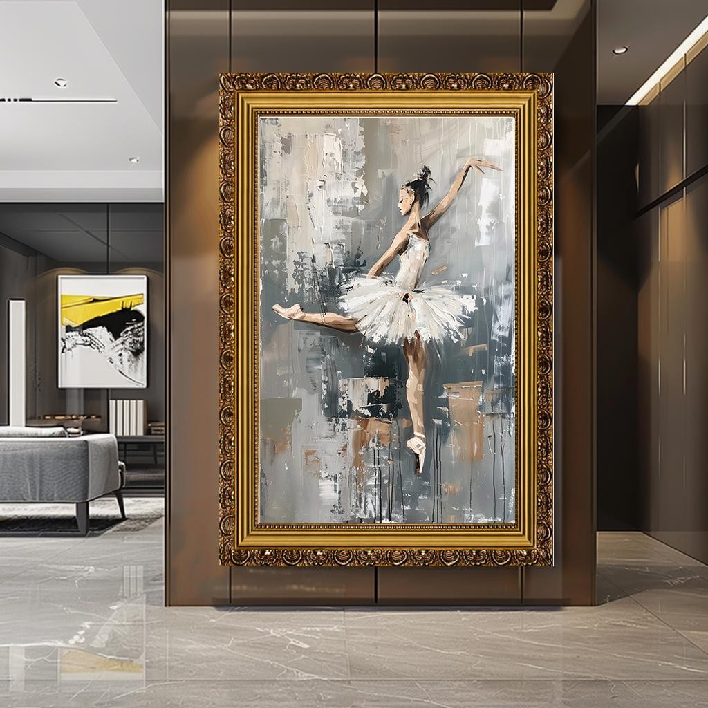 Elegant Ballerina Canvas Print, Modern Ballet Dancer Wall Art, Contemp