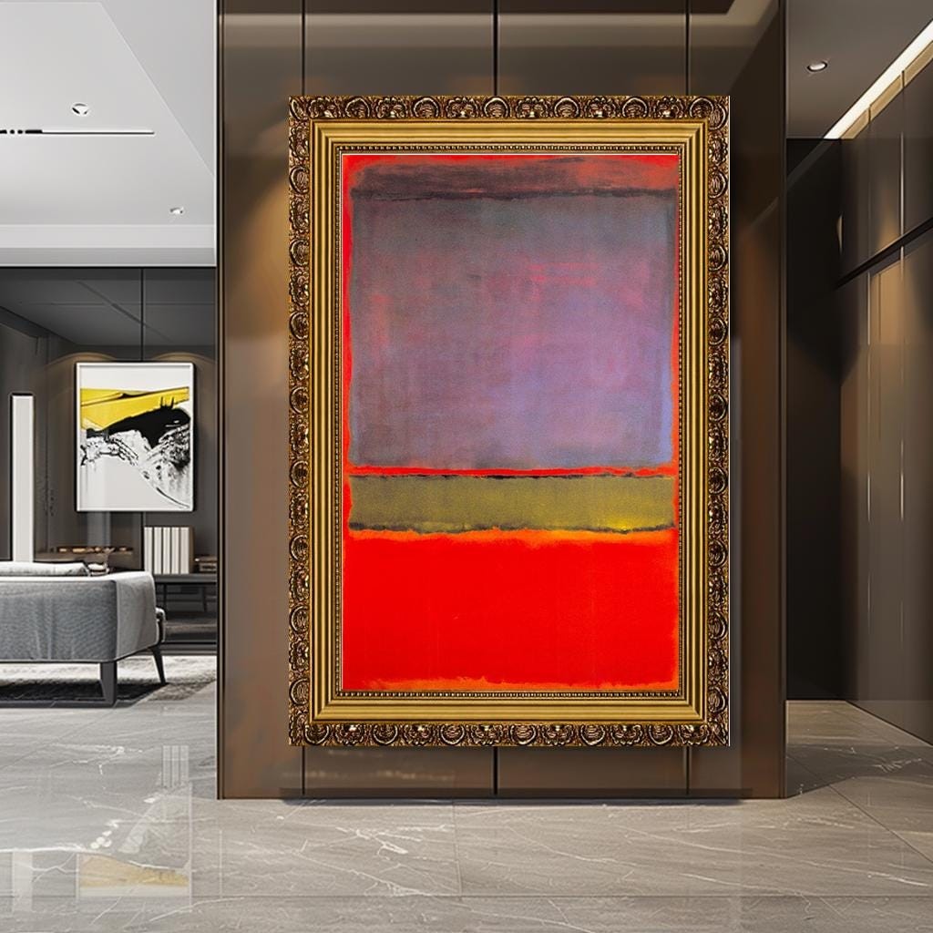 Mark Rothko Kanvas Tablo,Mark Rothko Stili,Soyut Kanvas Tablo,Büyük Renkli Alan Resmi,Kırmızı ve Mor Minimalist Ev Dekorasyonu,Duvar Sanatı