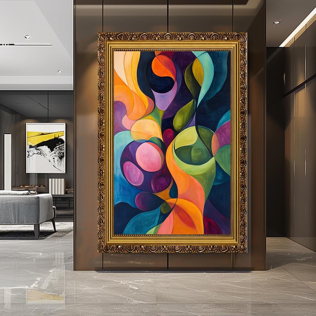 Abstract Colorful Wall Art, Bold Geometric Shapes Canvas, Vibrant Mode