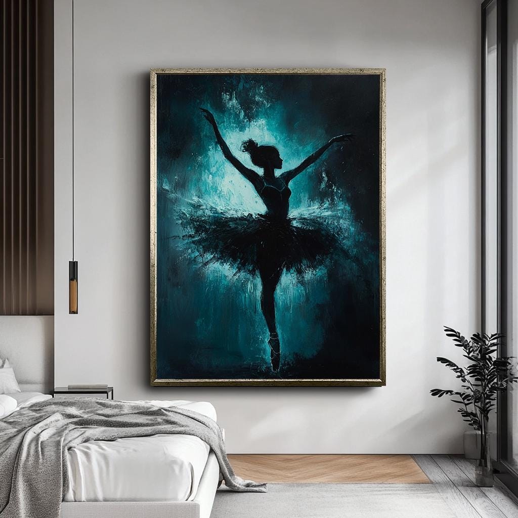 Elegant Ballerina Canvas Art, Abstract Dancer Painting, Large Ballet W