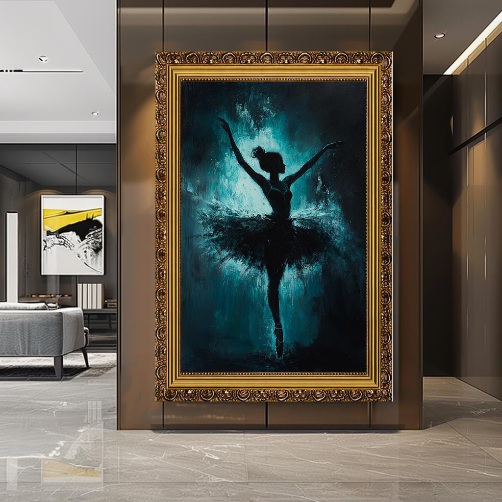 Elegant Ballerina Canvas Art, Abstract Dancer Painting, Large Ballet W