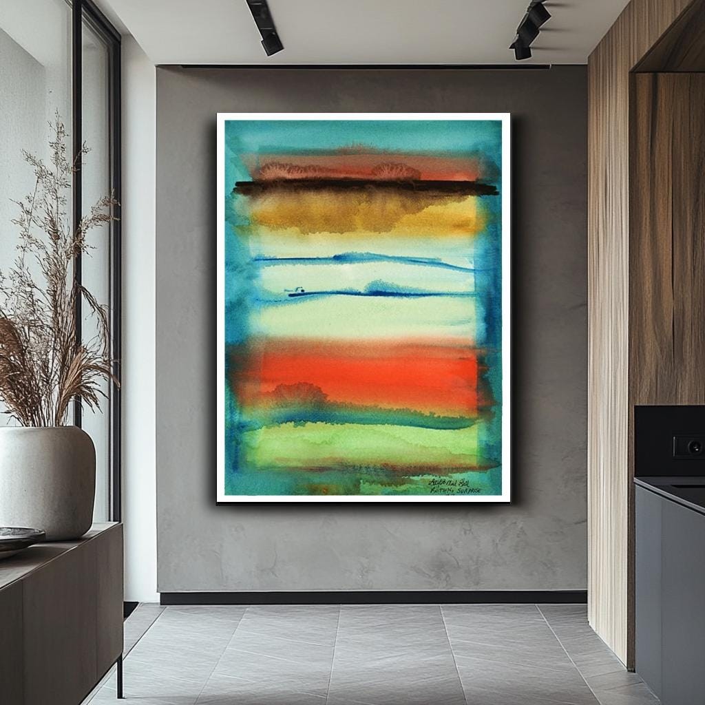 Abstract Landscape Canvas Print, Modern Wall Art, Large Minimalist Home Decor