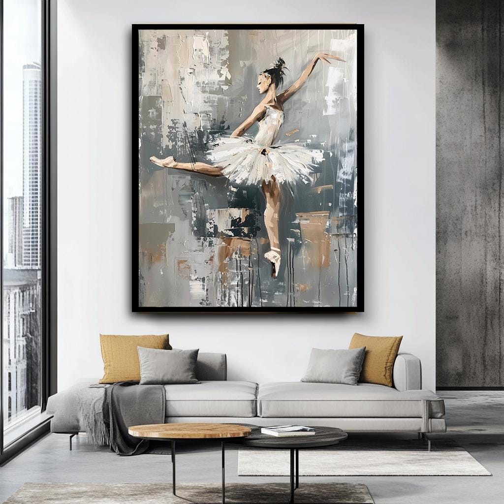 Elegant Ballerina Canvas Print, Modern Ballet Dancer Wall Art, Contemp