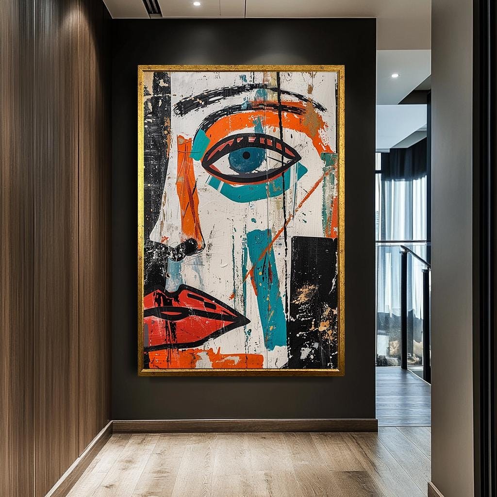 Abstract Face Canvas Print, Modern Colorful Wall Art, Bold Contemporar