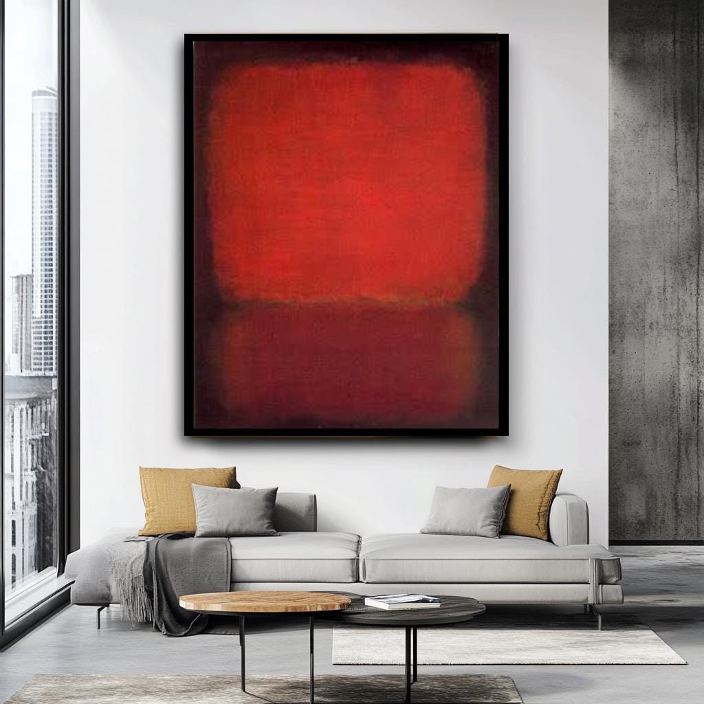 Mark Rothko Red Canvas Print, Abstract Color Field Art, Bold Minimalis