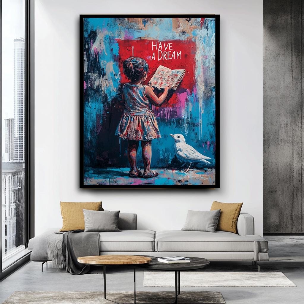 Have a Dream Girl Wall Art, Inspirational Child Canvas, Colorful Stree