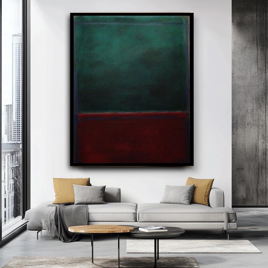 Mark Rothko Black Canvas Print, Minimalist Abstract Art, Dark Color Fi