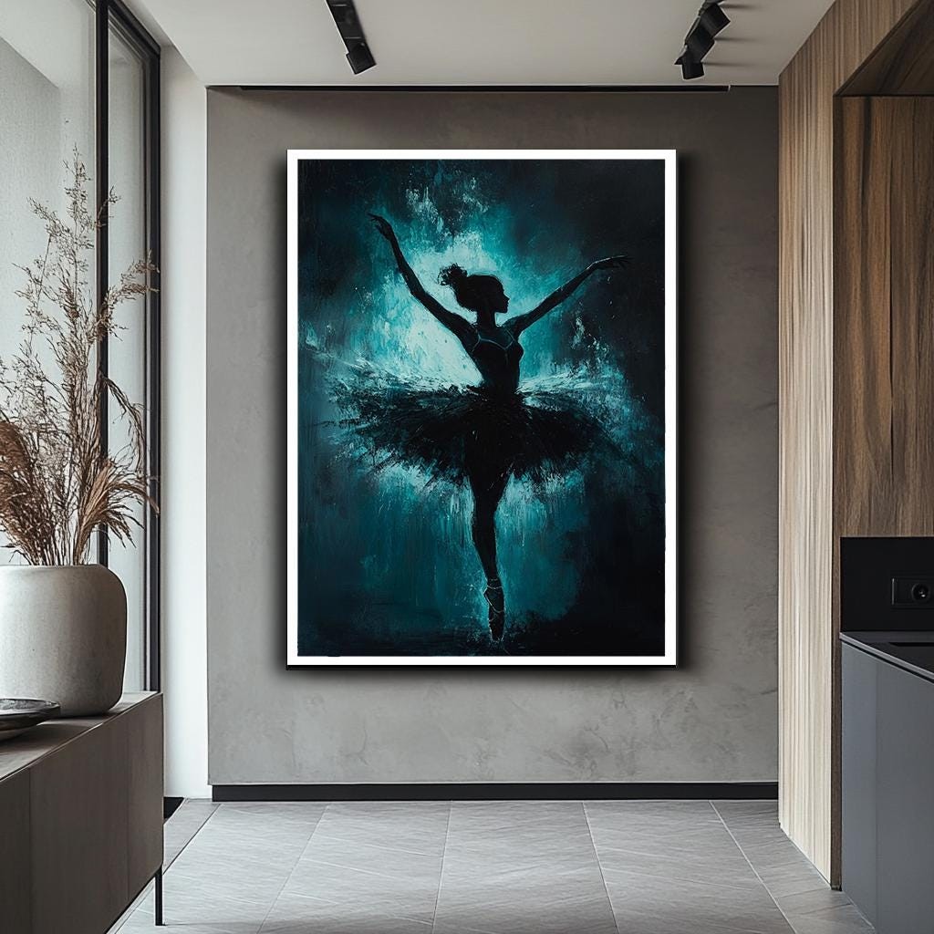 Elegant Ballerina Canvas Art, Abstract Dancer Painting, Large Ballet W