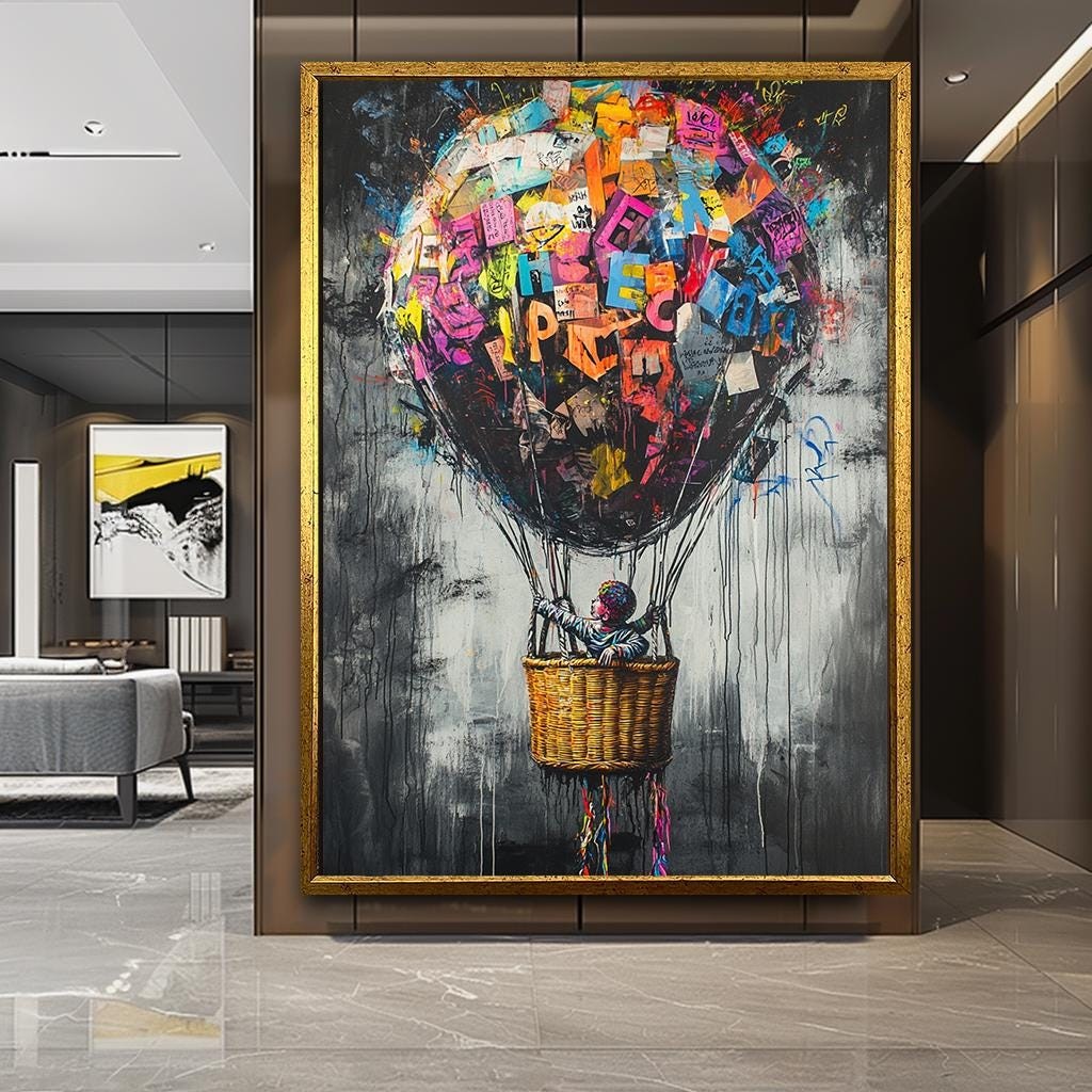 Graffiti Banksy Sanatı,Banksy Balon Graffiti Sanatı,Banksy Balon Kanvas,Balon Poster, Banksy Sanatı,Banksy Art, Duvar Sanatı Kanvas Tasarım,Duvar Sanatı