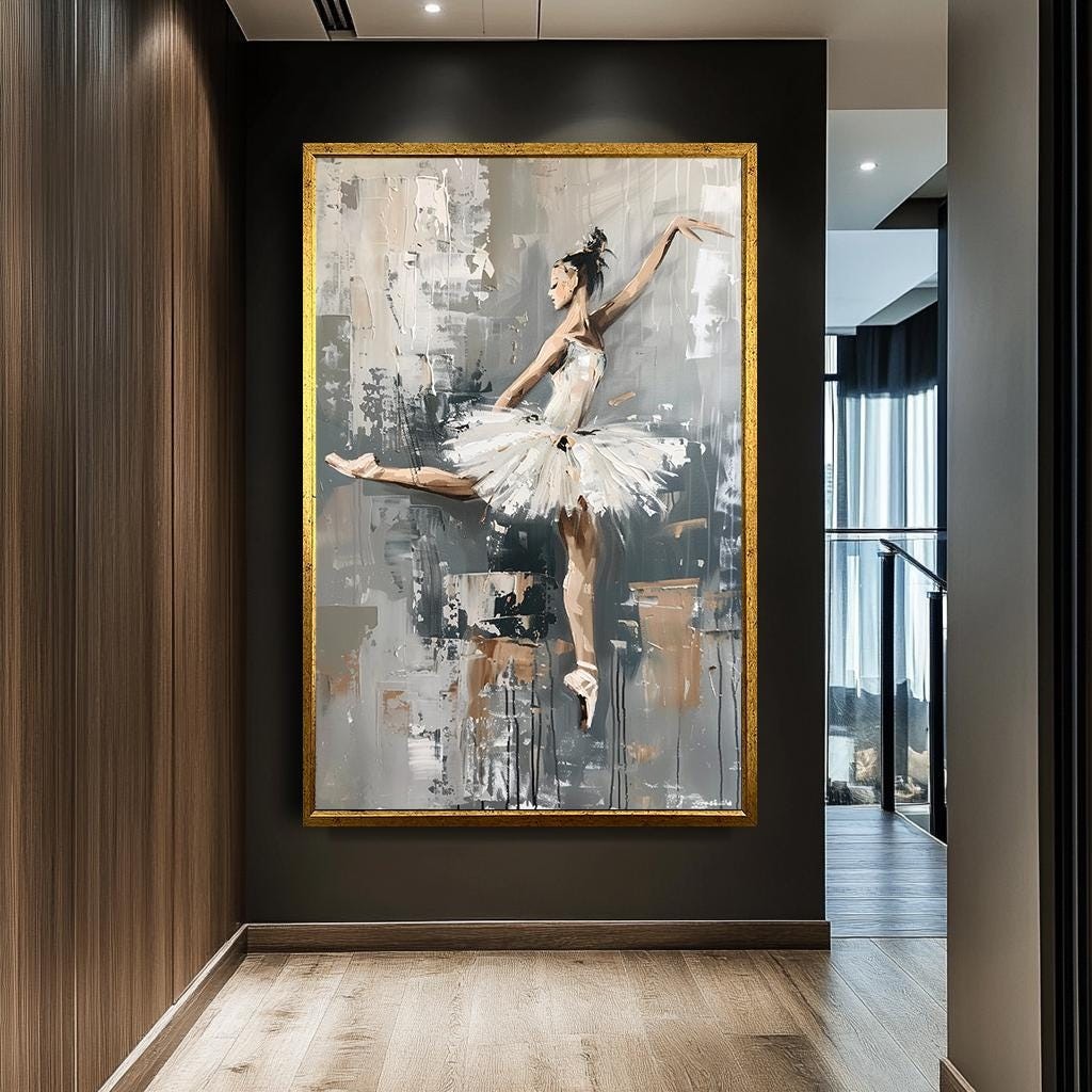 Elegant Ballerina Canvas Print, Modern Ballet Dancer Wall Art, Contemp