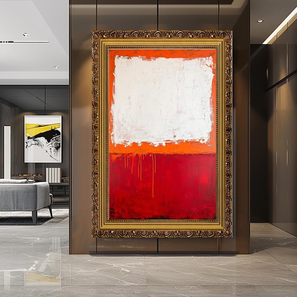 Mark Rothko Style Red and White Canvas Print, Bold Abstract Color Fiel