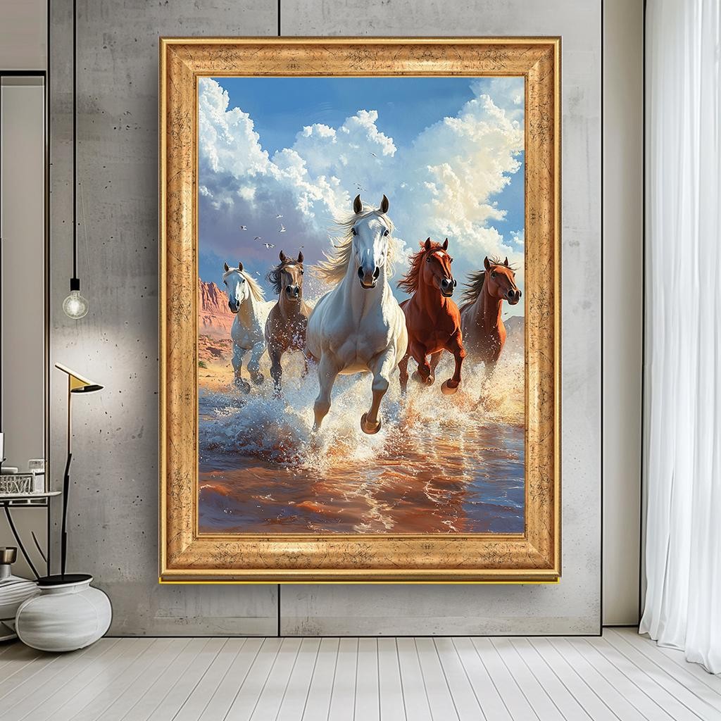 Wild Horses Running Canvas Art, Majestic Horse Wall Art, Large Western