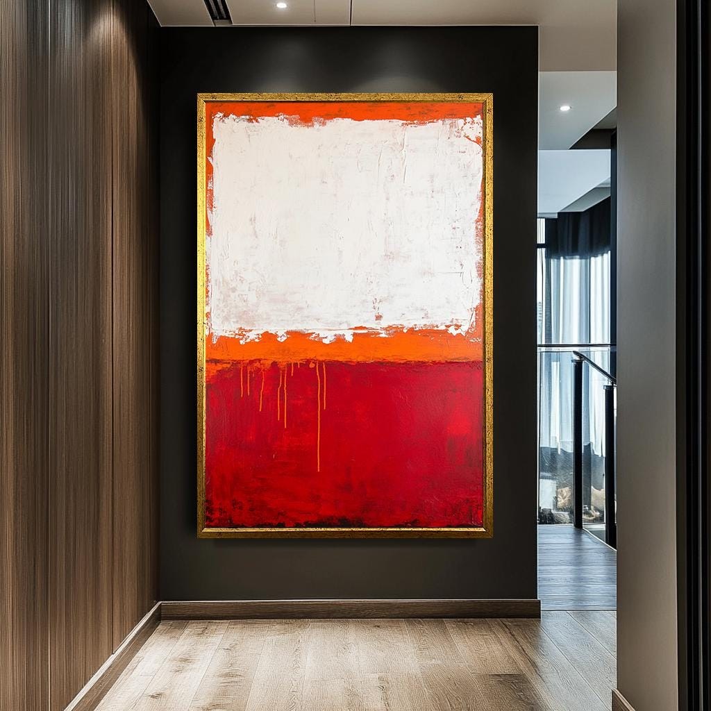 Mark Rothko Style Red and White Canvas Print, Bold Abstract Color Fiel