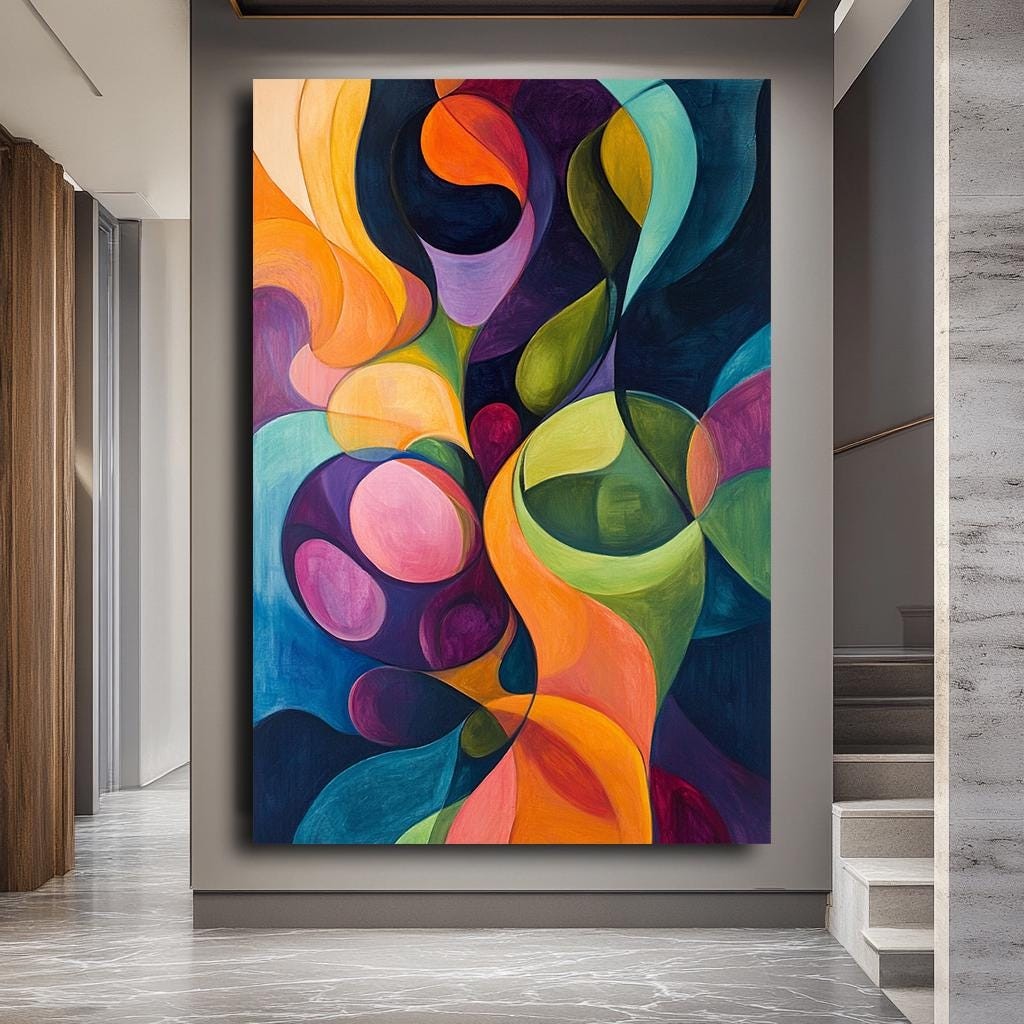 Abstract Colorful Wall Art, Bold Geometric Shapes Canvas, Vibrant Mode