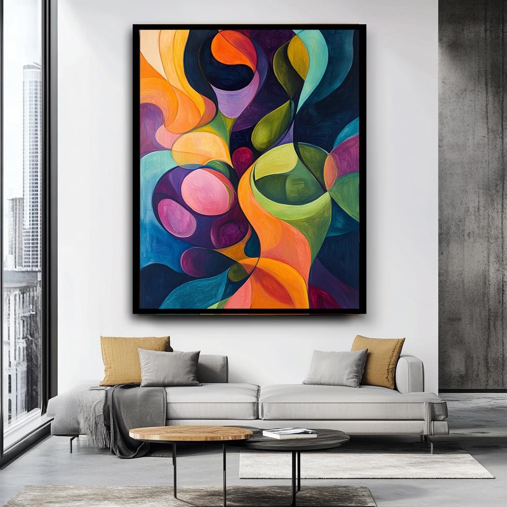 Abstract Colorful Wall Art, Bold Geometric Shapes Canvas, Vibrant Mode