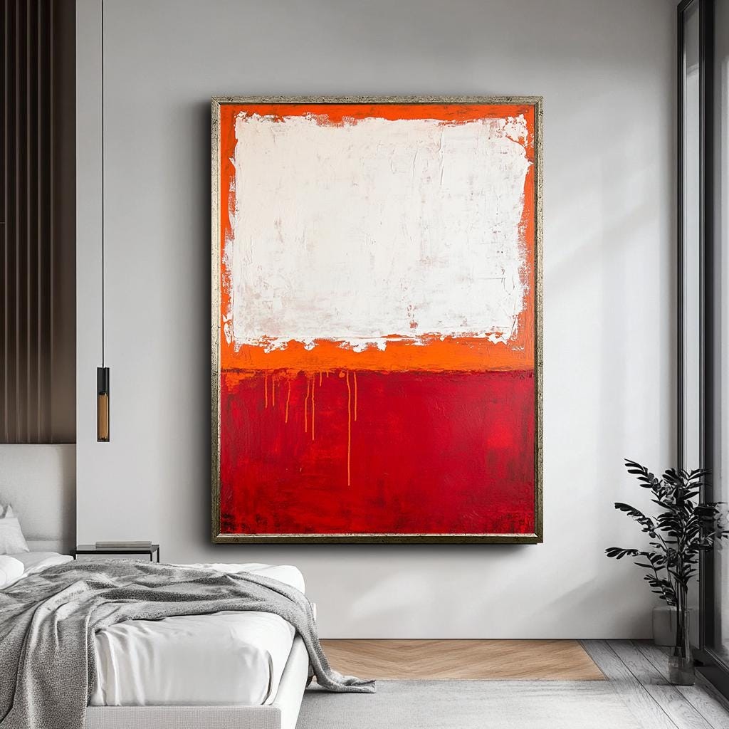 Mark Rothko Style Red and White Canvas Print, Bold Abstract Color Fiel